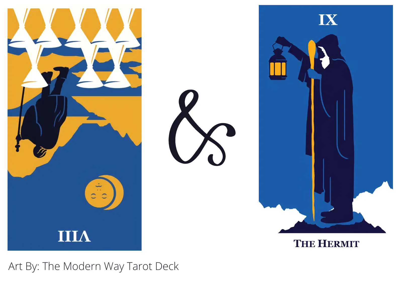 eight of cups reversed and the hermit tarot cards together