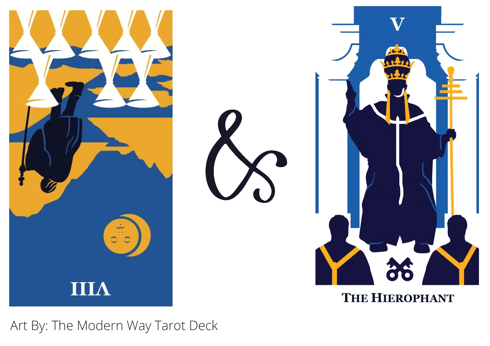 eight of cups reversed and the hierophant tarot cards together