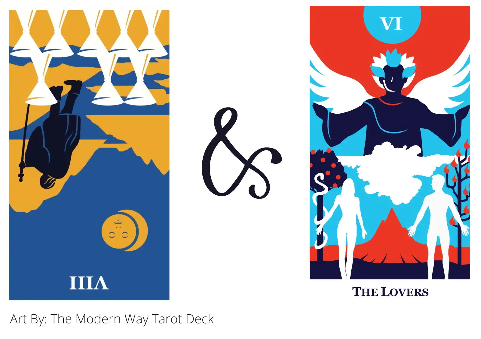 eight of cups reversed and the lovers tarot cards together