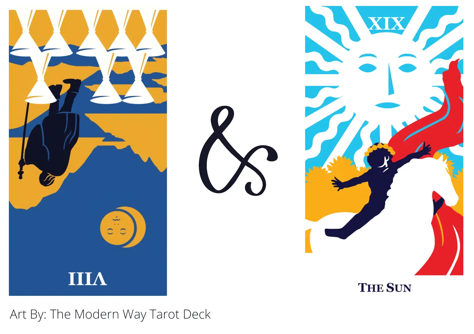 eight of cups reversed and the sun tarot cards together