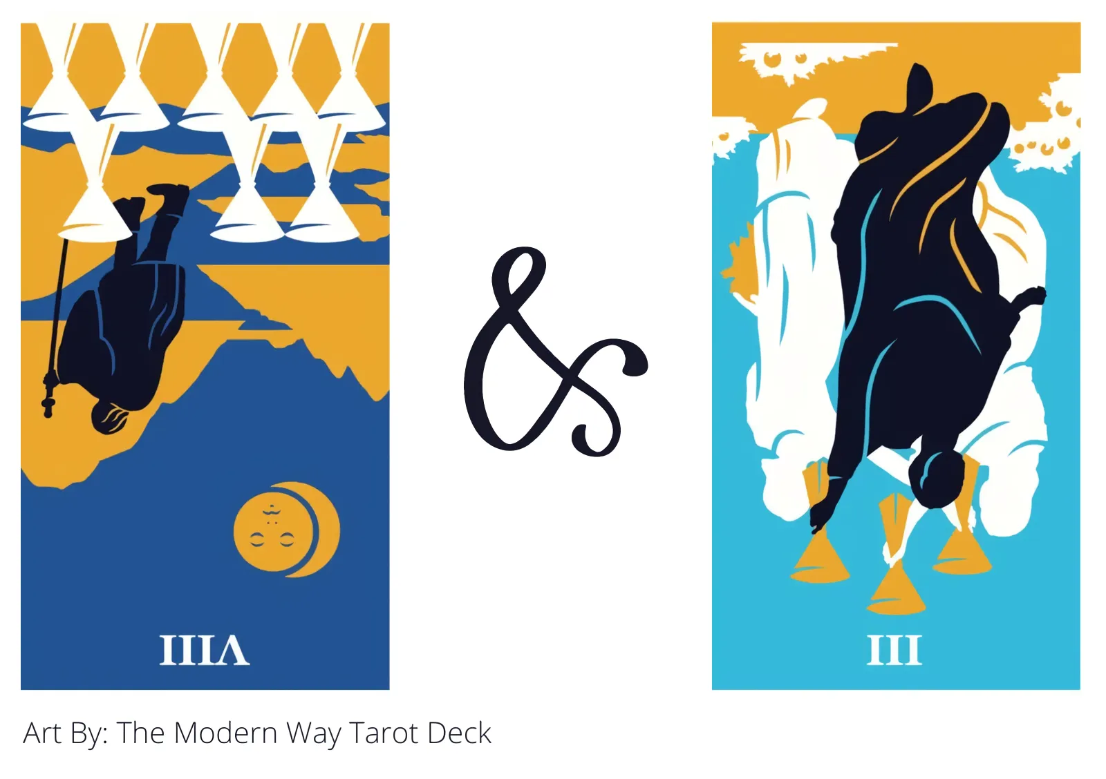 eight of cups reversed and three of cups reversed tarot cards together