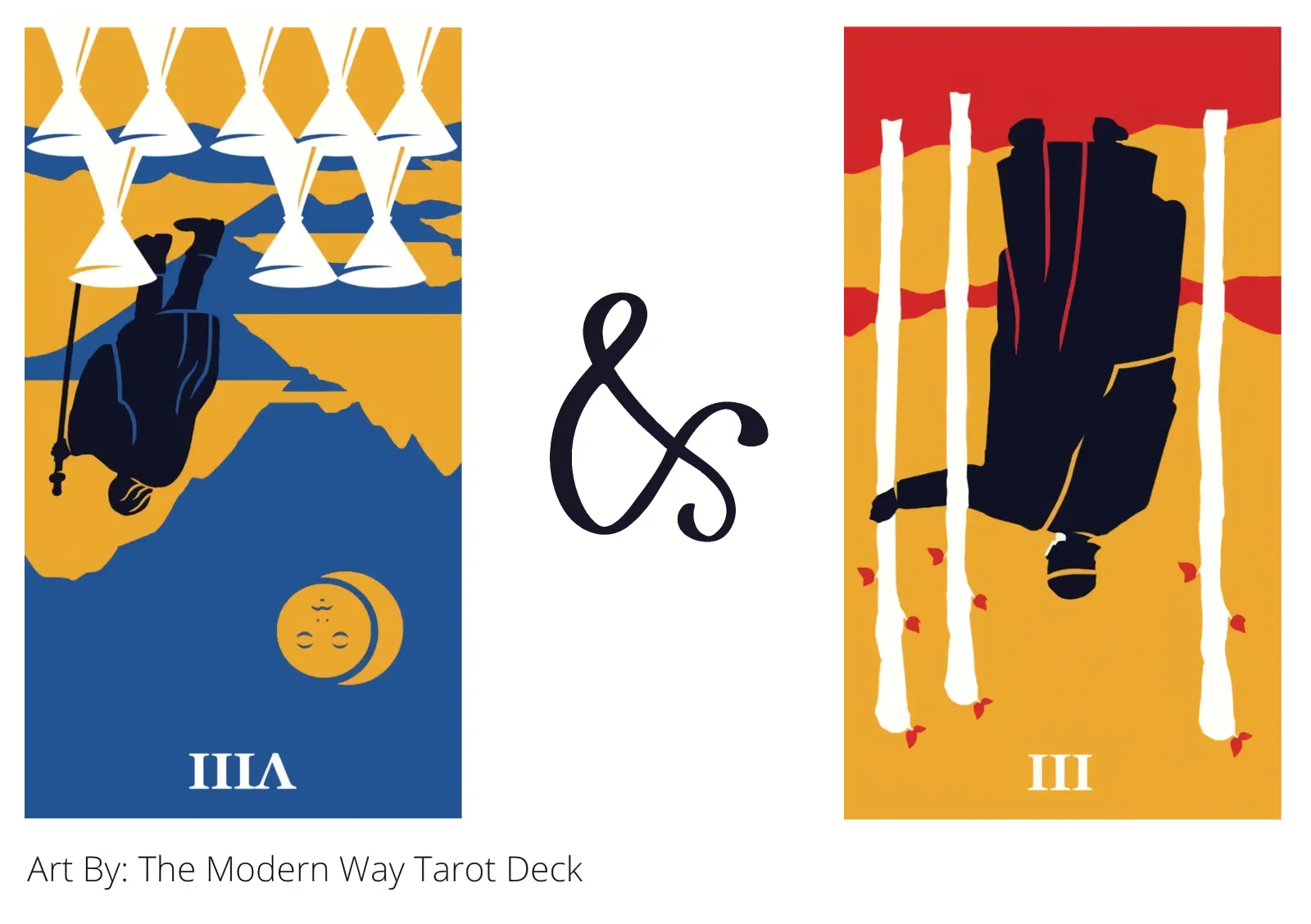 eight of cups reversed and three of wands reversed tarot cards together