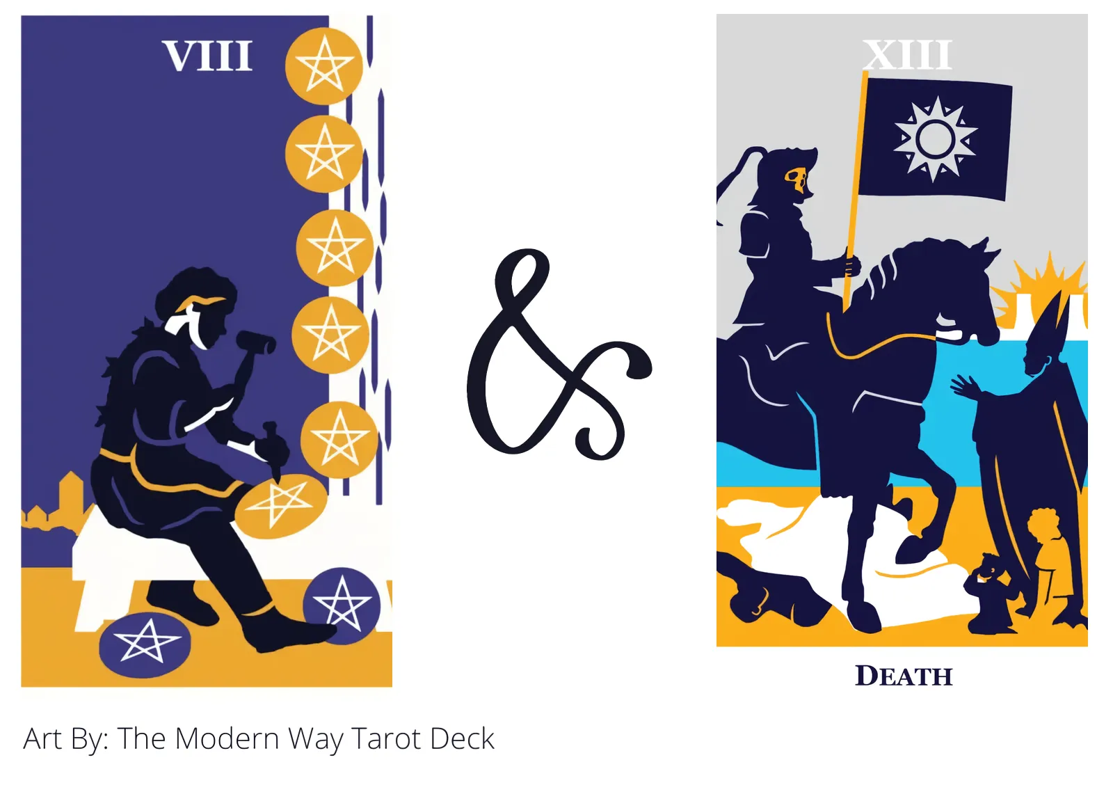 eight of pentacles and death tarot cards together