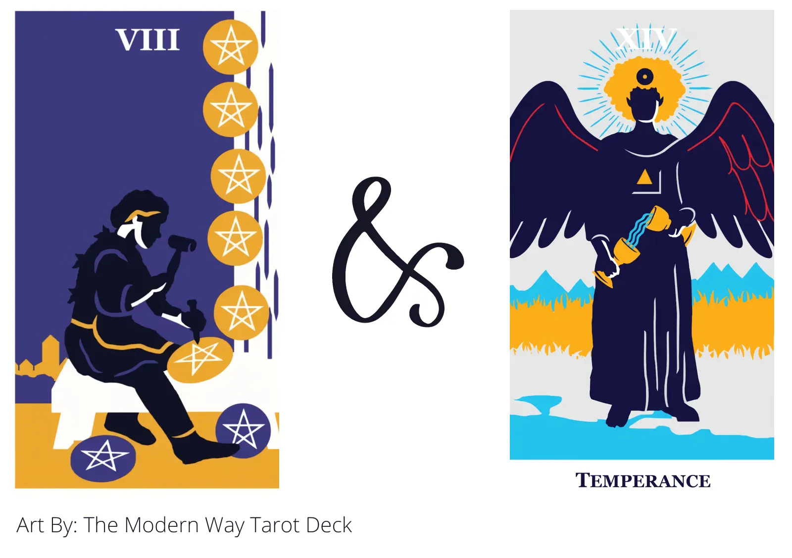 eight of pentacles and temperance tarot cards together