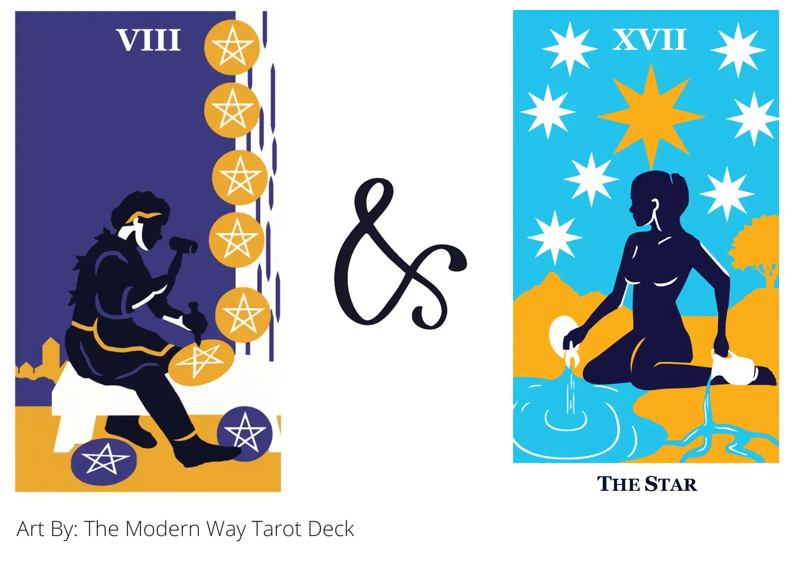 eight of pentacles and the star tarot cards together