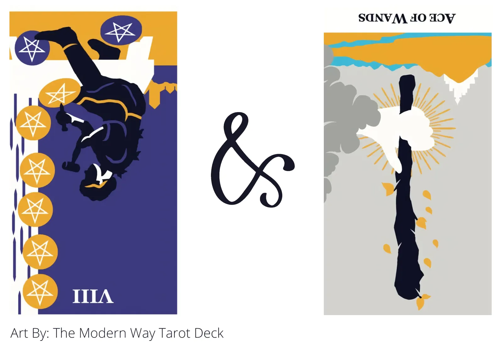 eight of pentacles reversed and ace of wands reversed tarot cards together