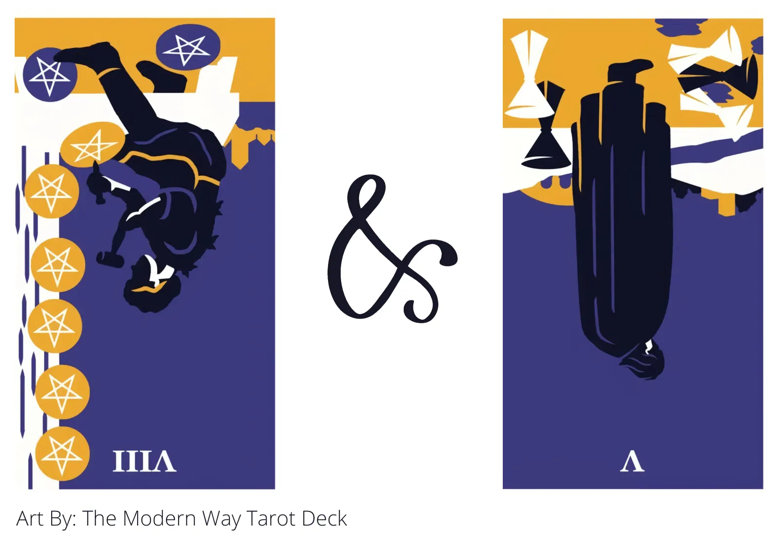 eight of pentacles reversed and five of cups reversed tarot cards together