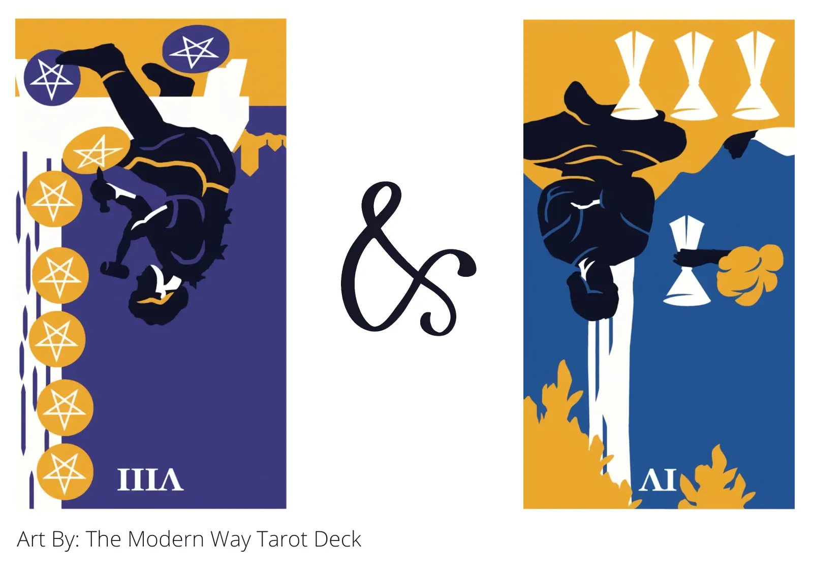 eight of pentacles reversed and four of cups reversed tarot cards together