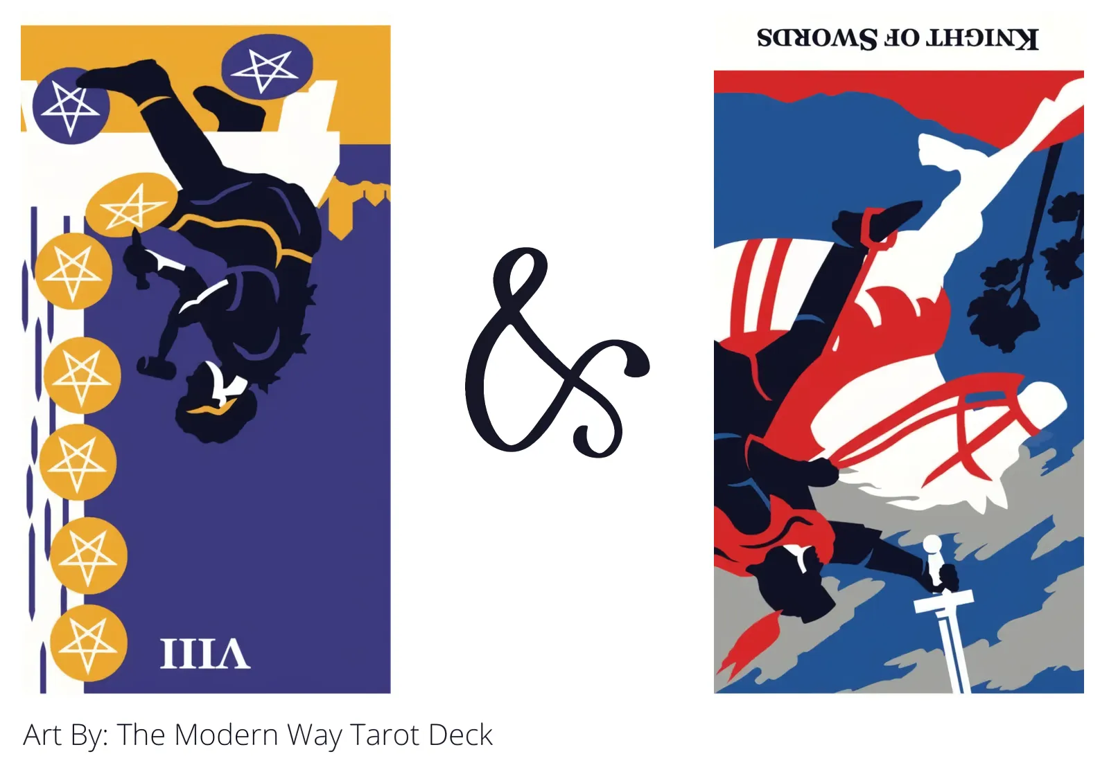 eight of pentacles reversed and knight of swords reversed tarot cards together