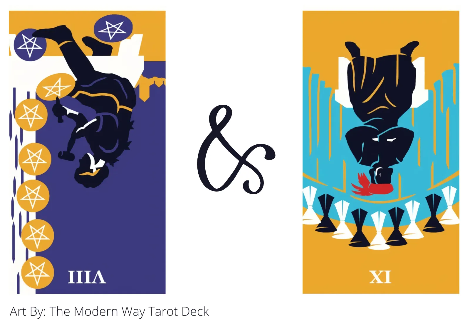 eight of pentacles reversed and nine of cups reversed tarot cards together