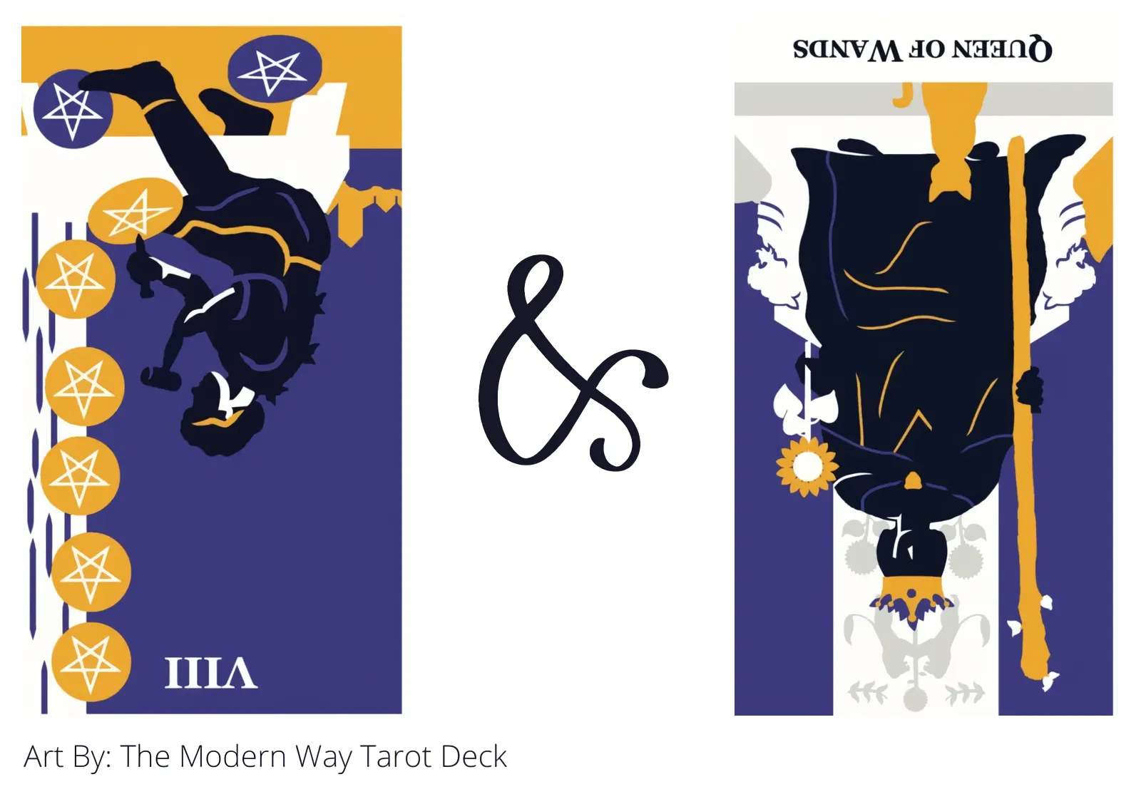 eight of pentacles reversed and queen of wands reversed tarot cards together