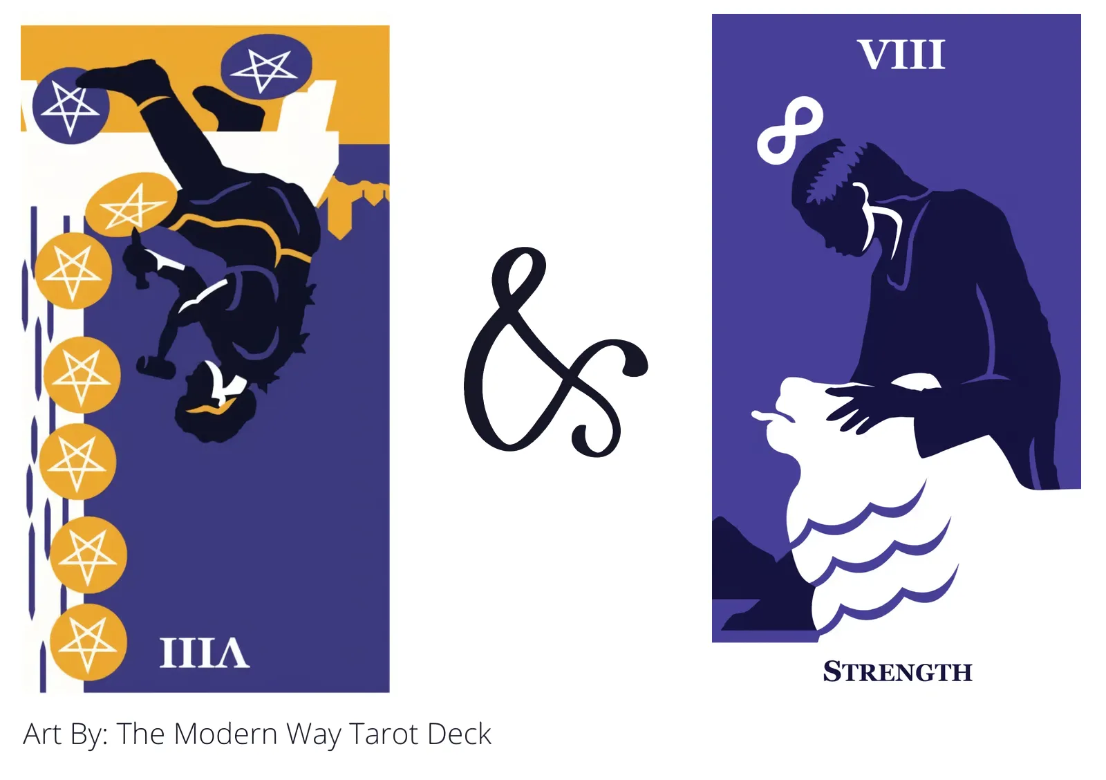 eight of pentacles reversed and strength tarot cards together