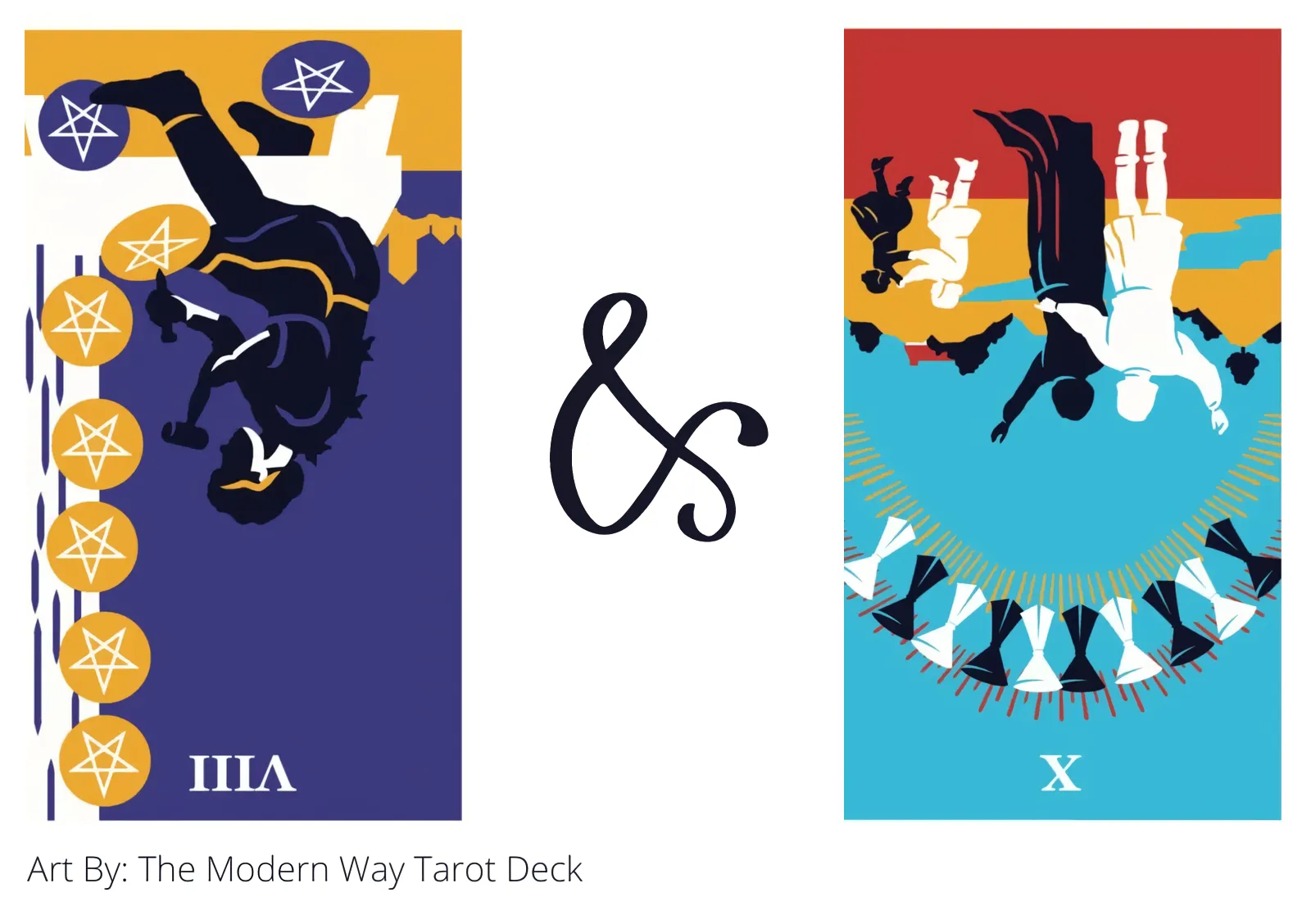 eight of pentacles reversed and ten of cups reversed tarot cards together
