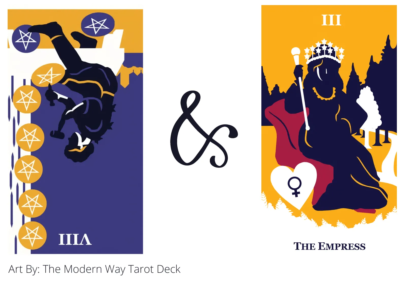 eight of pentacles reversed and the empress tarot cards together