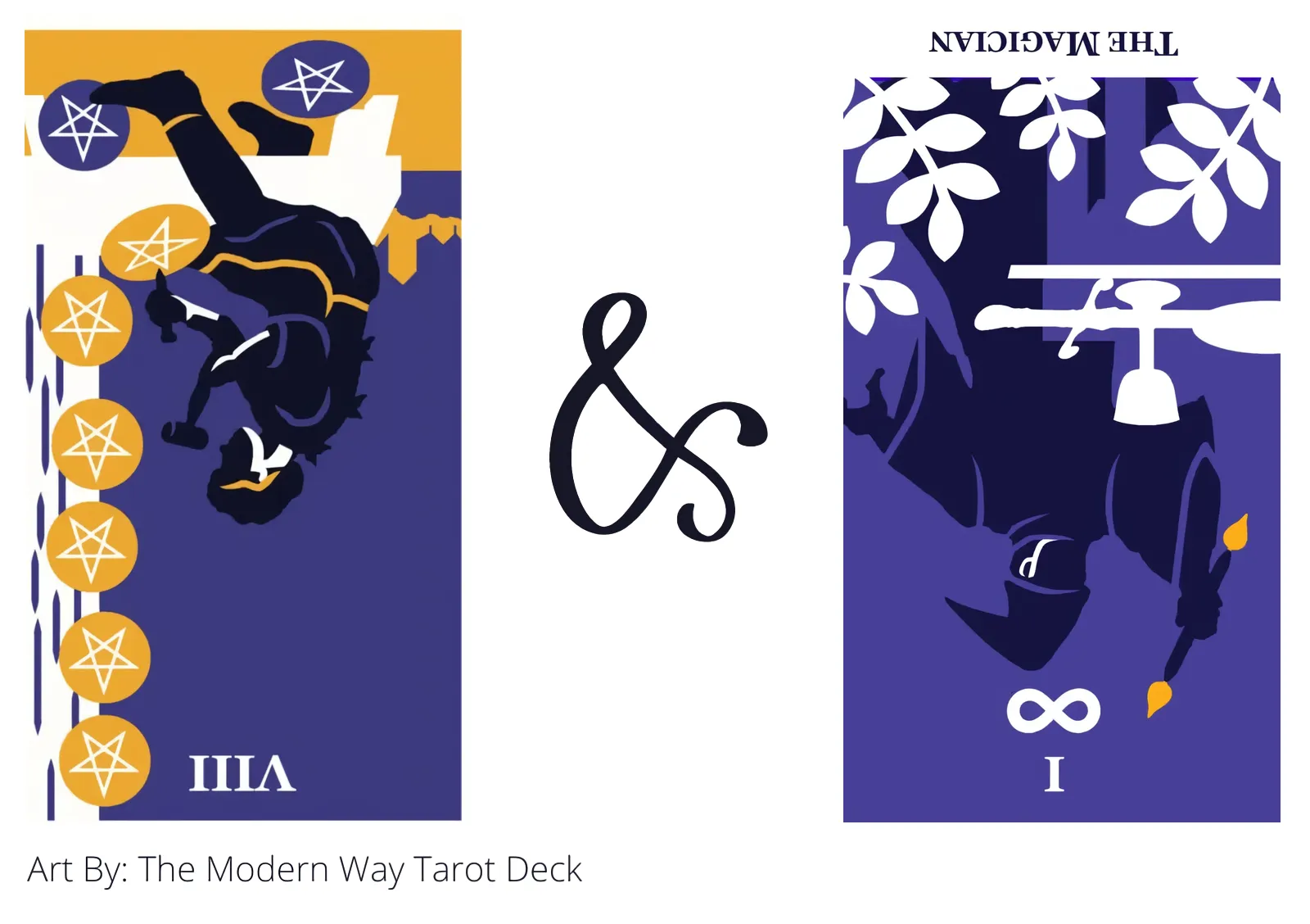eight of pentacles reversed and the magician reversed tarot cards together
