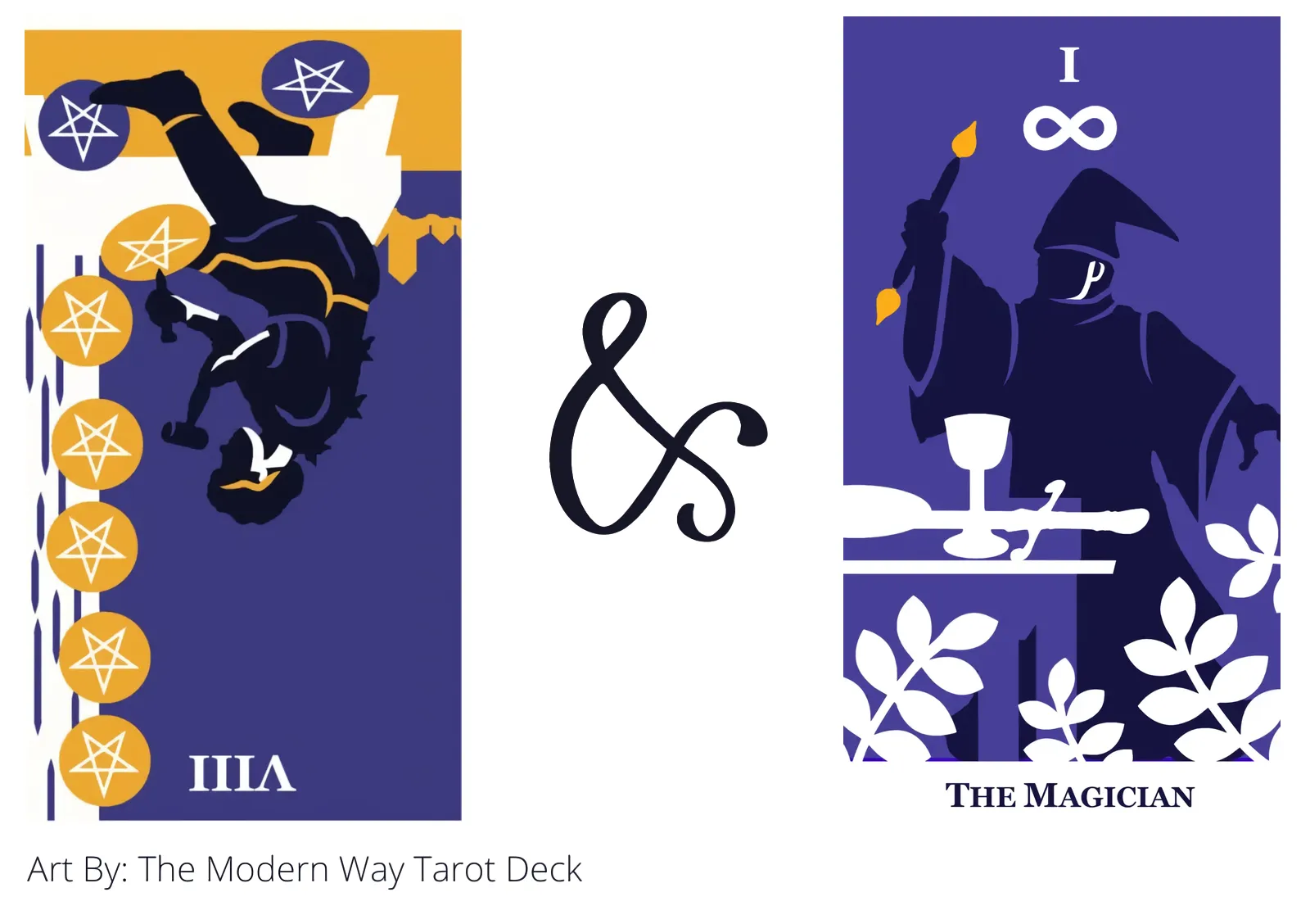 eight of pentacles reversed and the magician tarot cards together