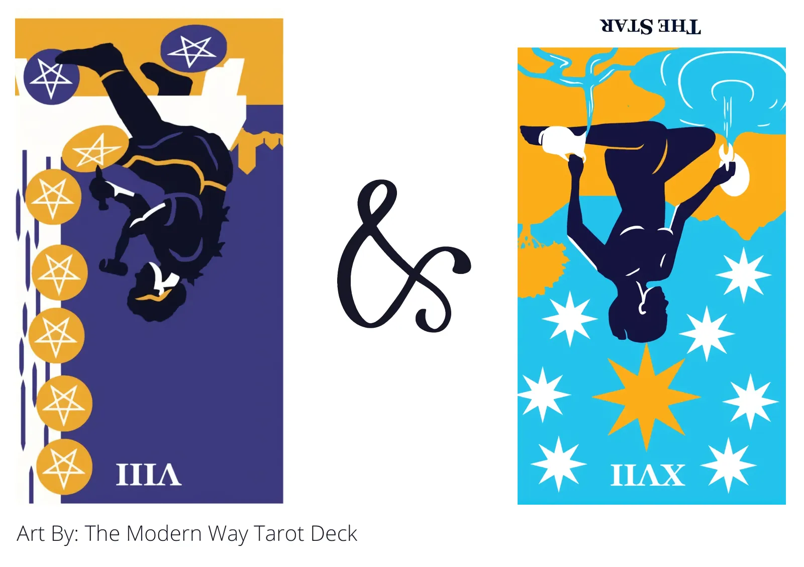 eight of pentacles reversed and the star reversed tarot cards together