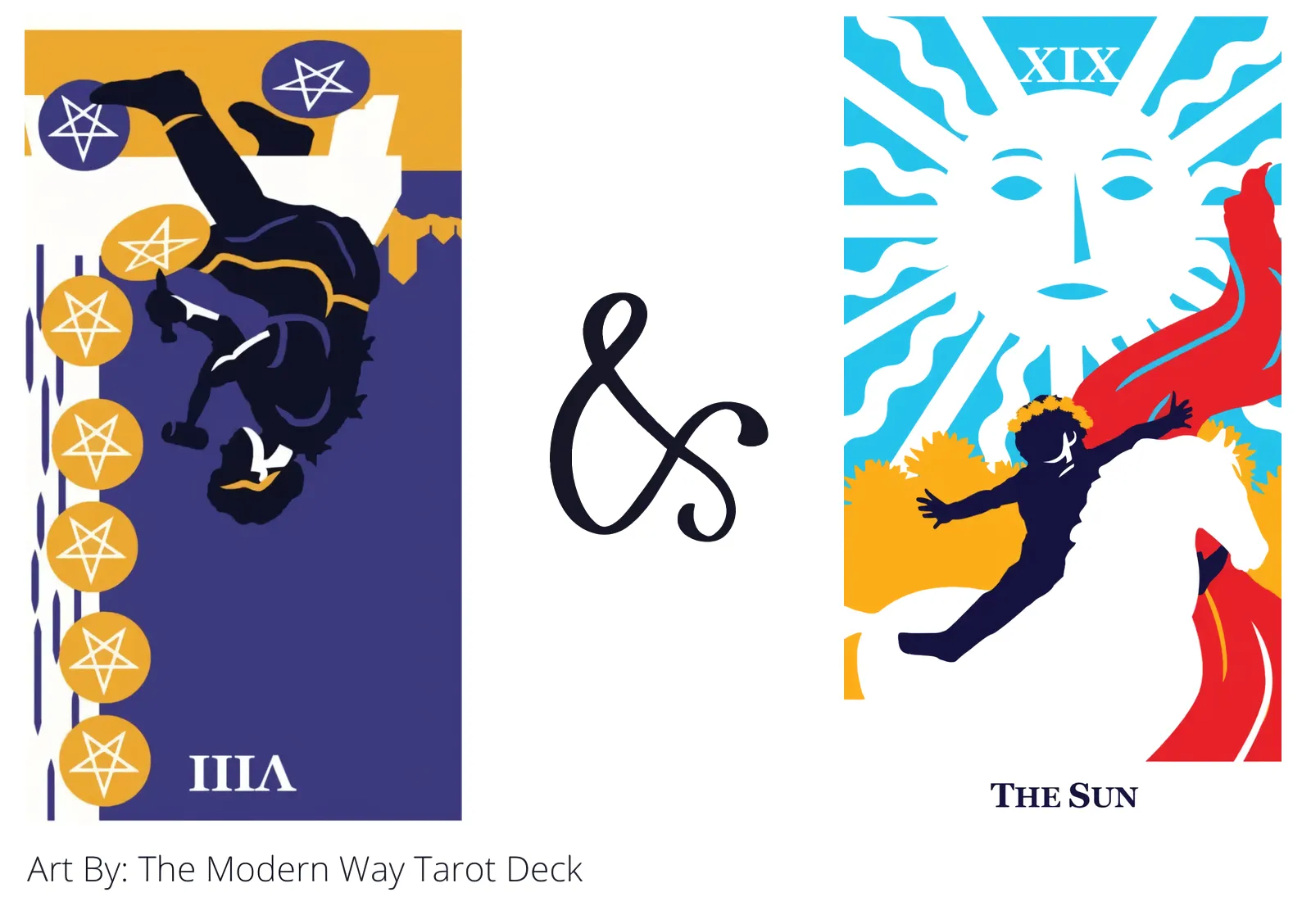 eight of pentacles reversed and the sun tarot cards together