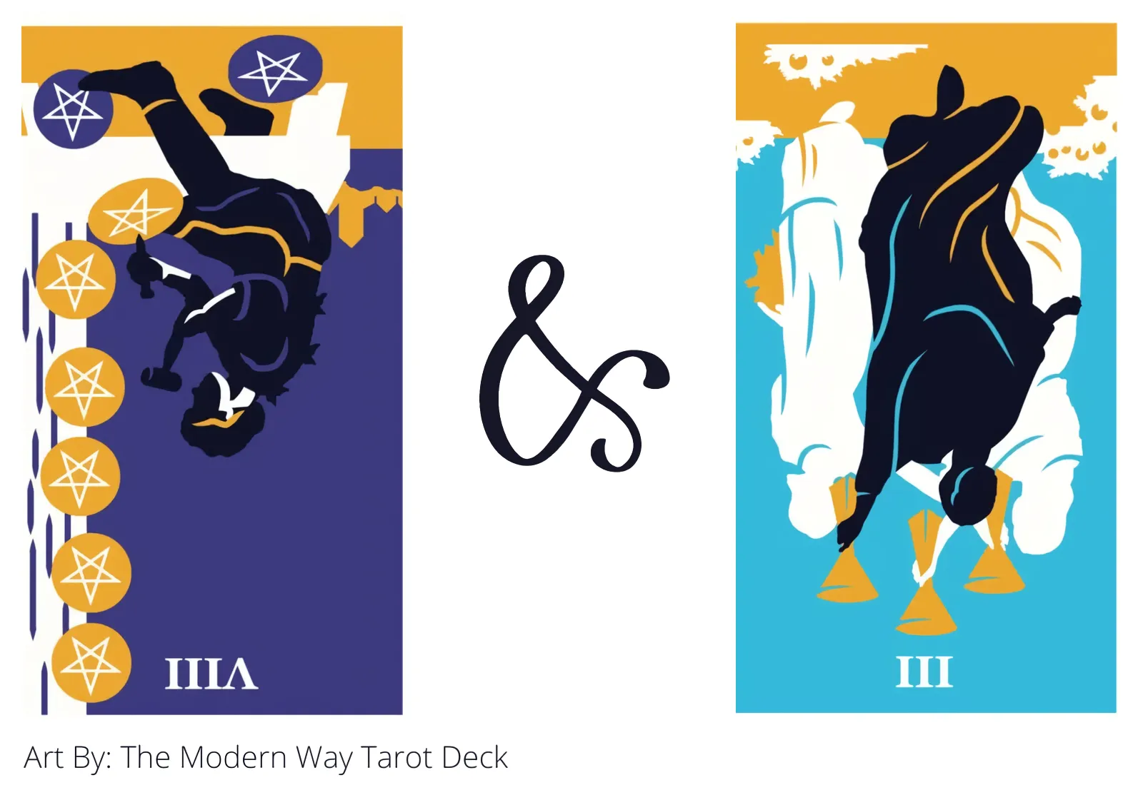 eight of pentacles reversed and three of cups reversed tarot cards together