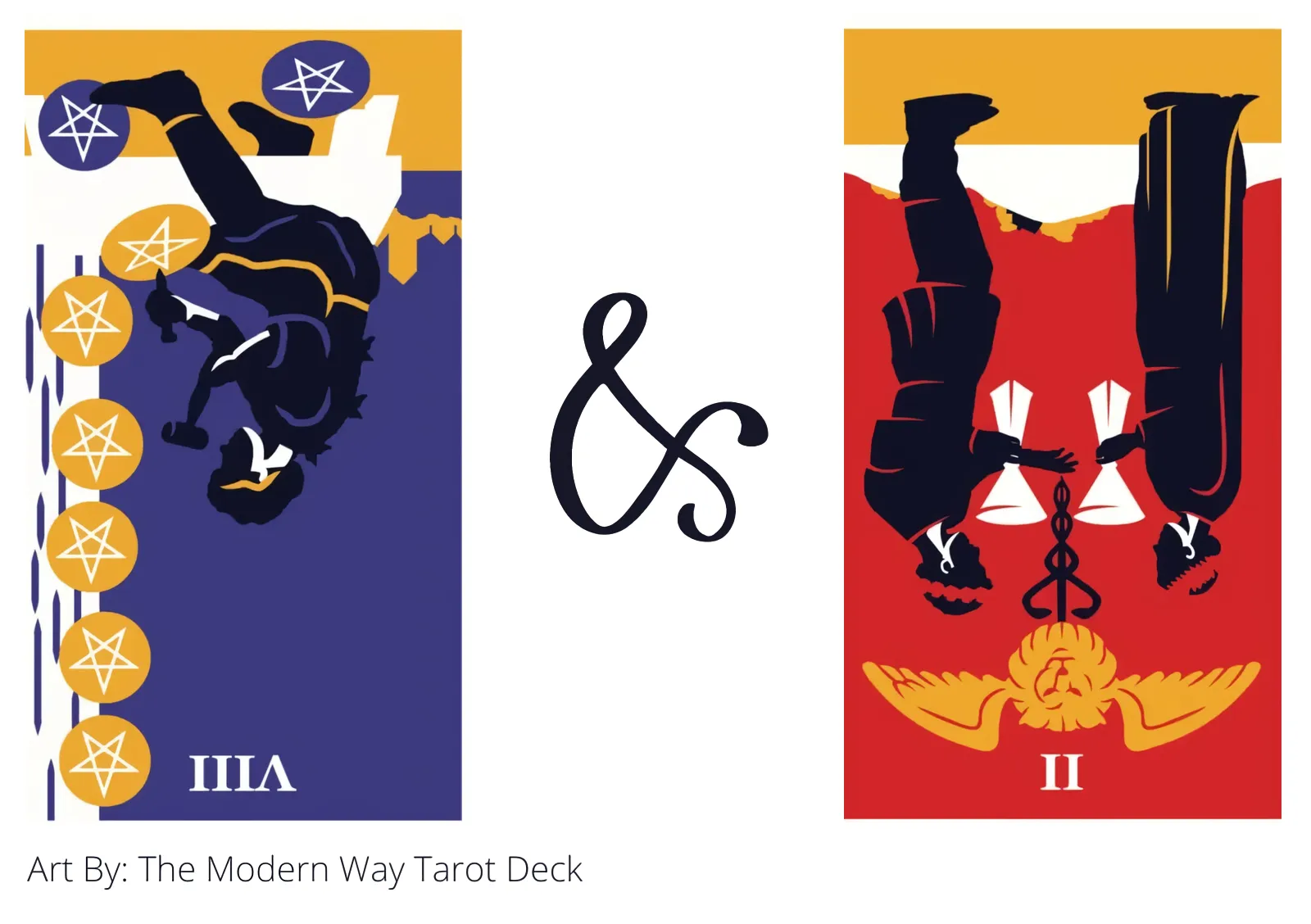 eight of pentacles reversed and two of cups reversed tarot cards together