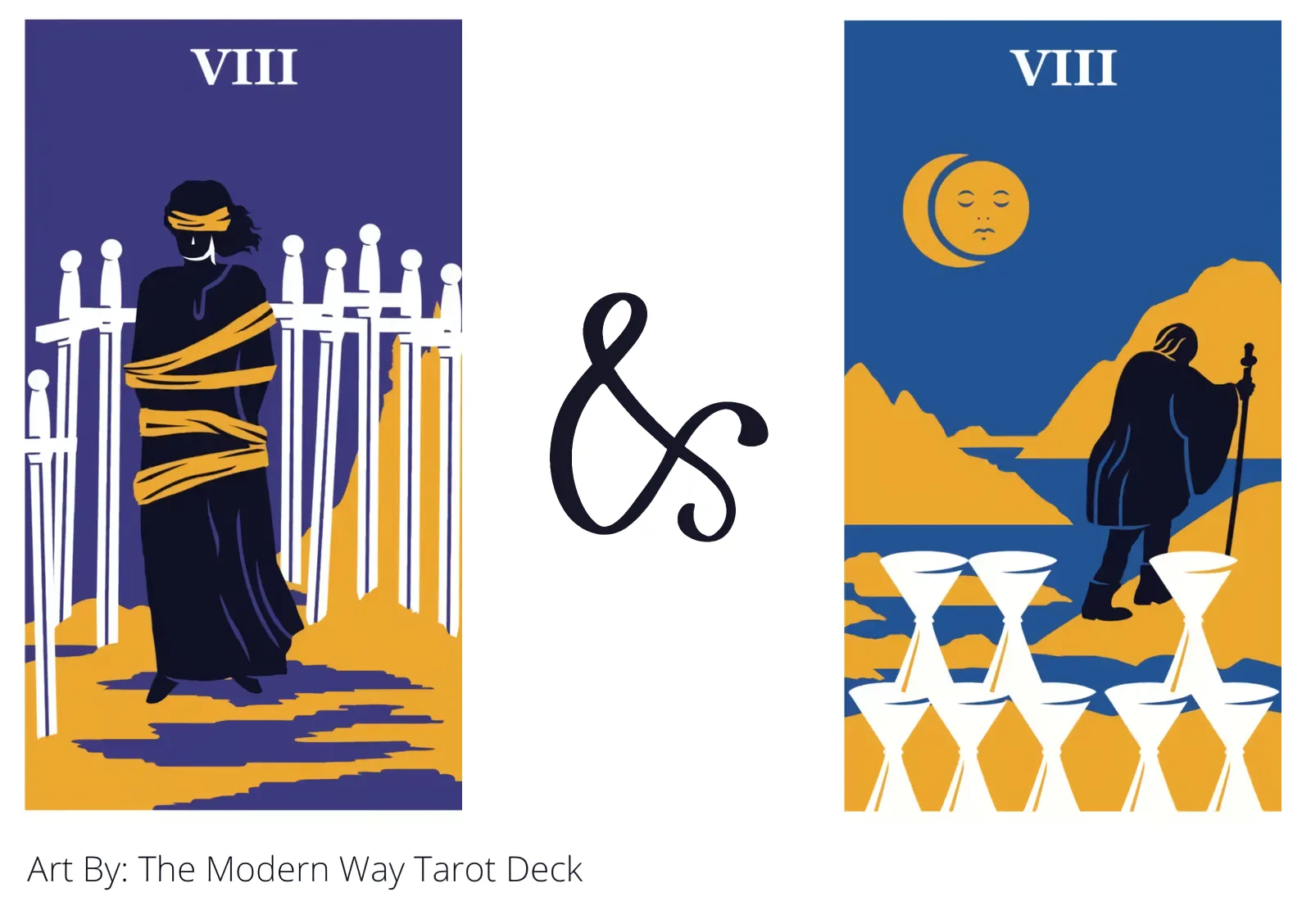 eight of swords and eight of cups tarot cards together