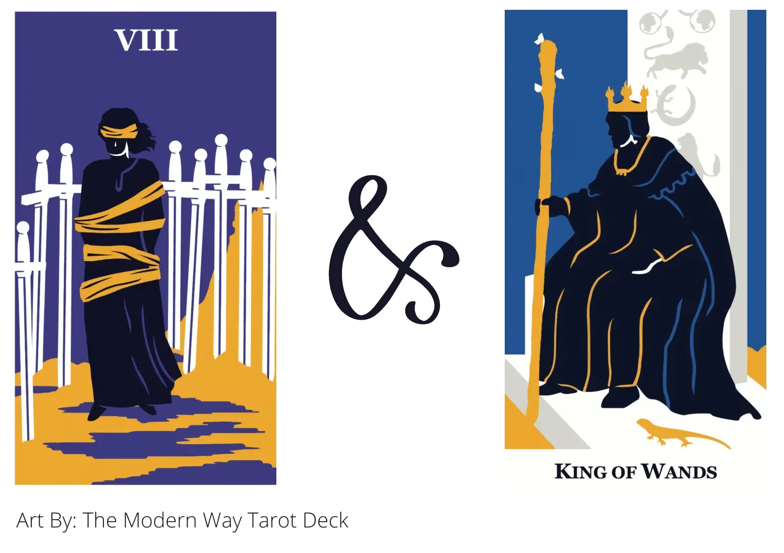 eight of swords and king of wands tarot cards together