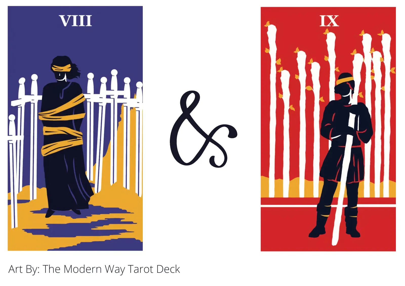 eight of swords and nine of wands tarot cards together