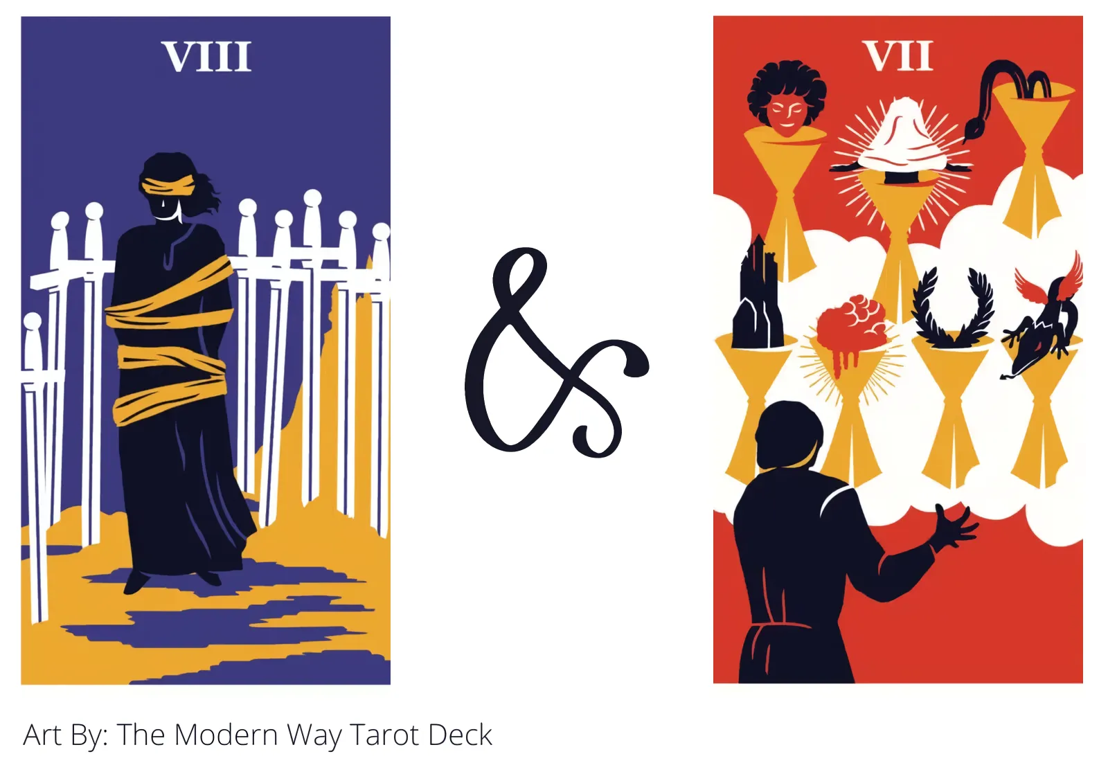 eight of swords and seven of cups tarot cards together