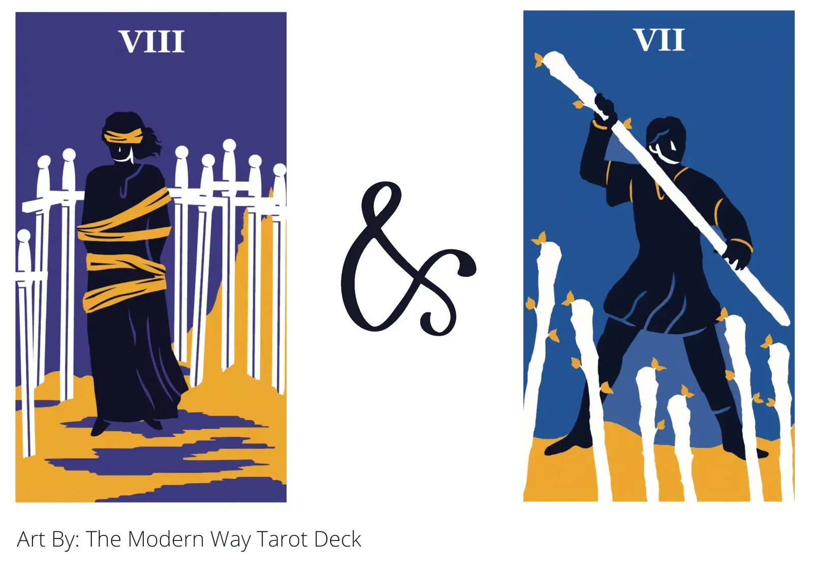 eight of swords and seven of wands tarot cards together