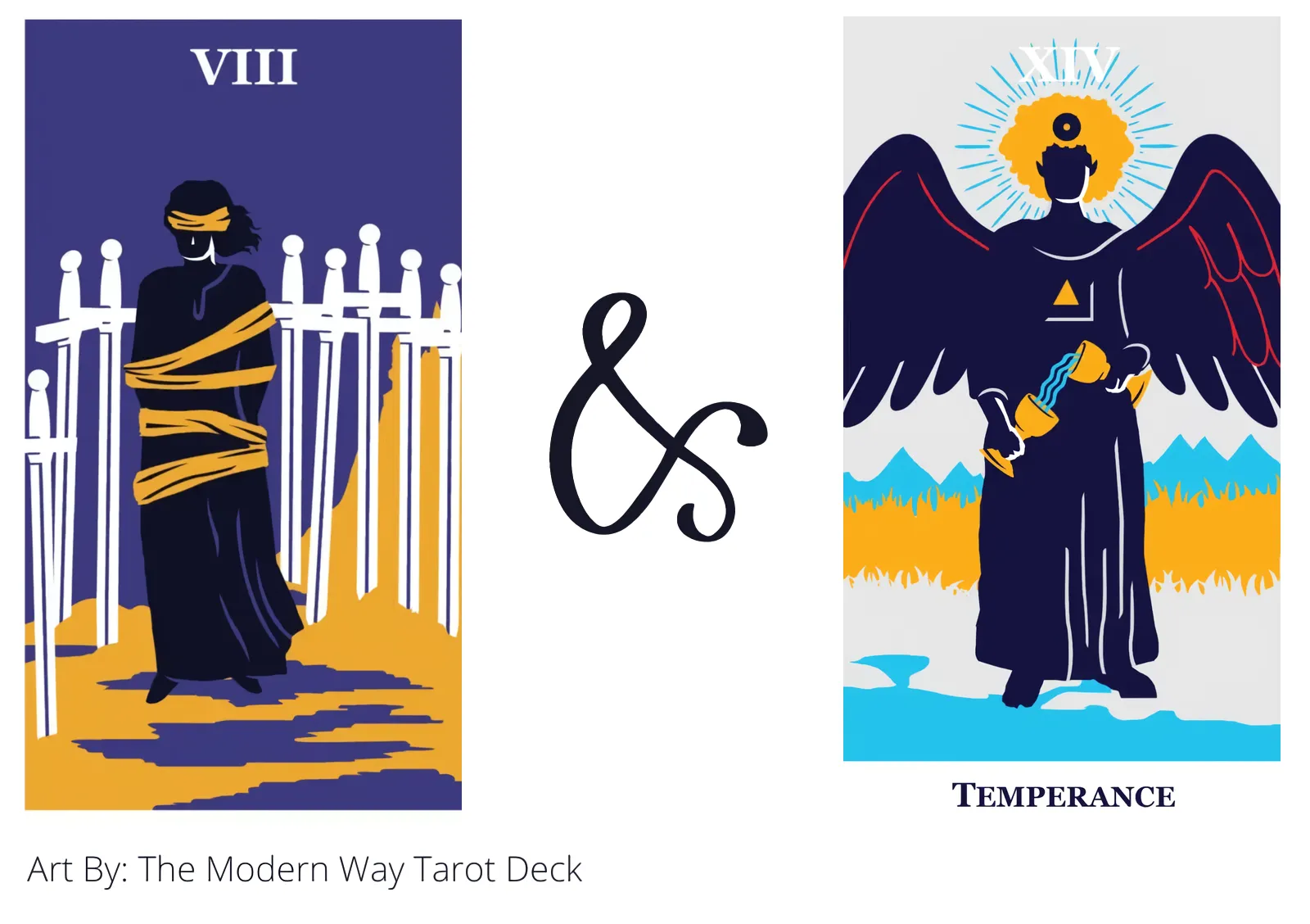 eight of swords and temperance tarot cards together