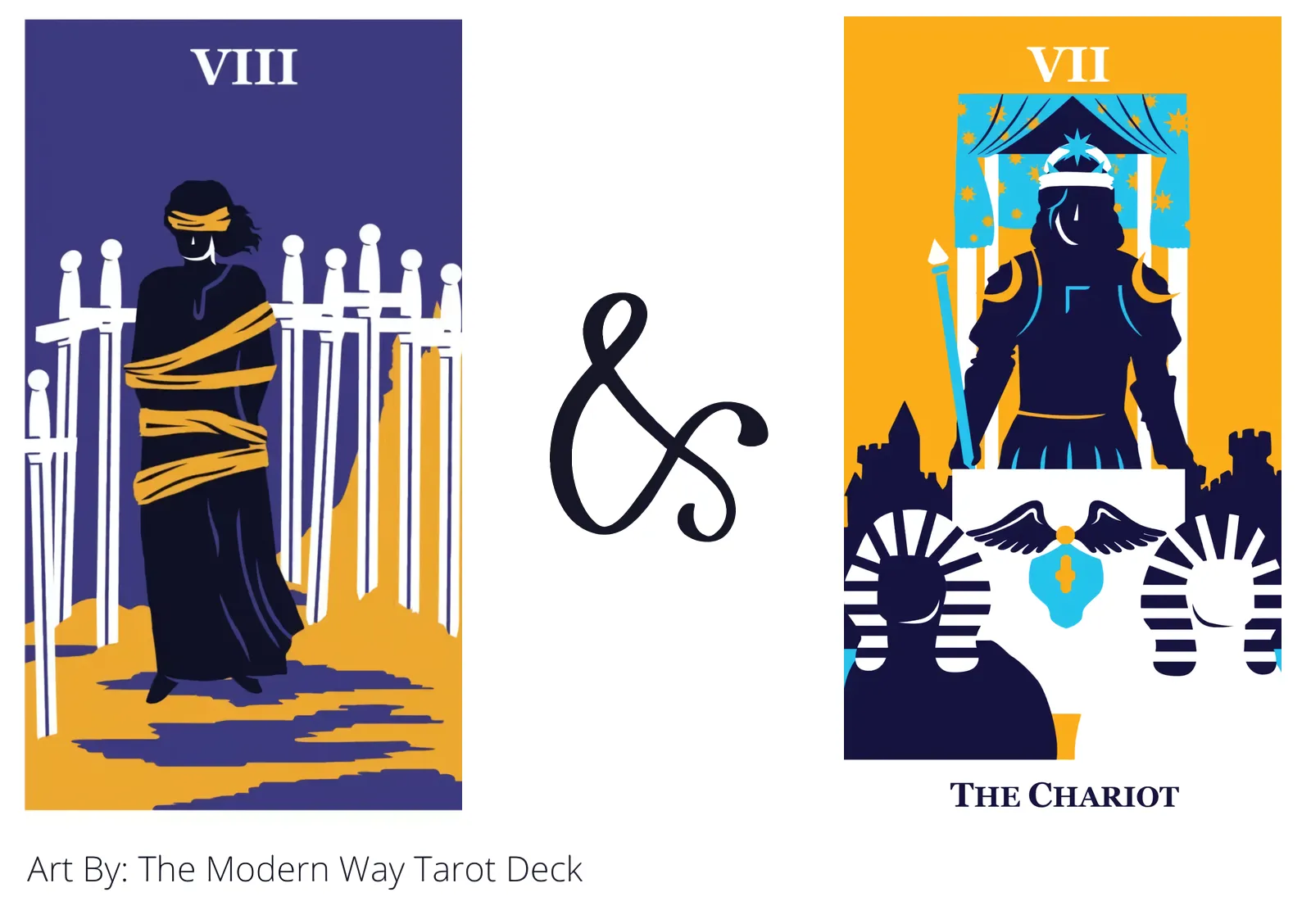 eight of swords and the chariot tarot cards together