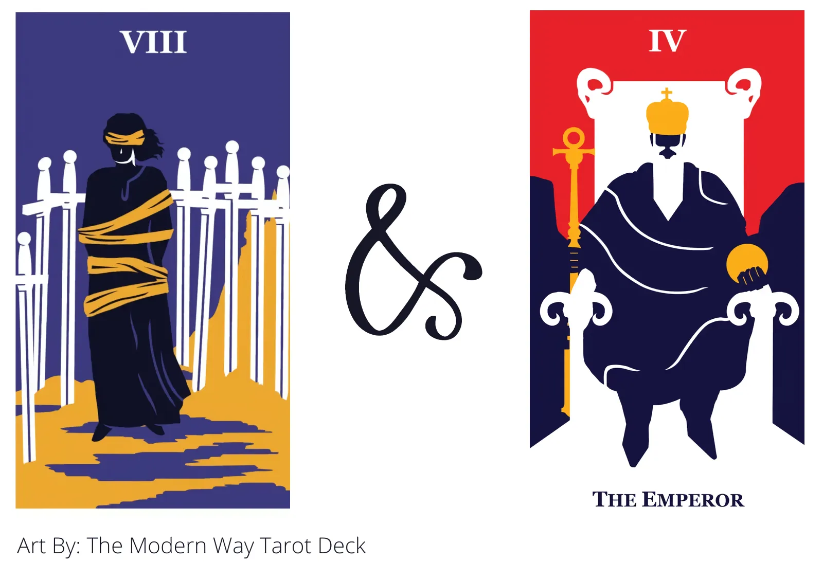 eight of swords and the emperor tarot cards together