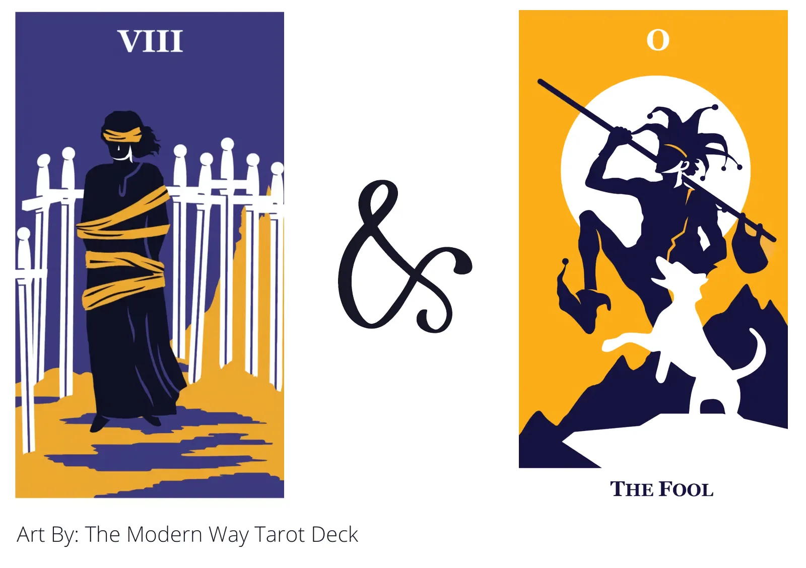 eight of swords and the fool tarot cards together