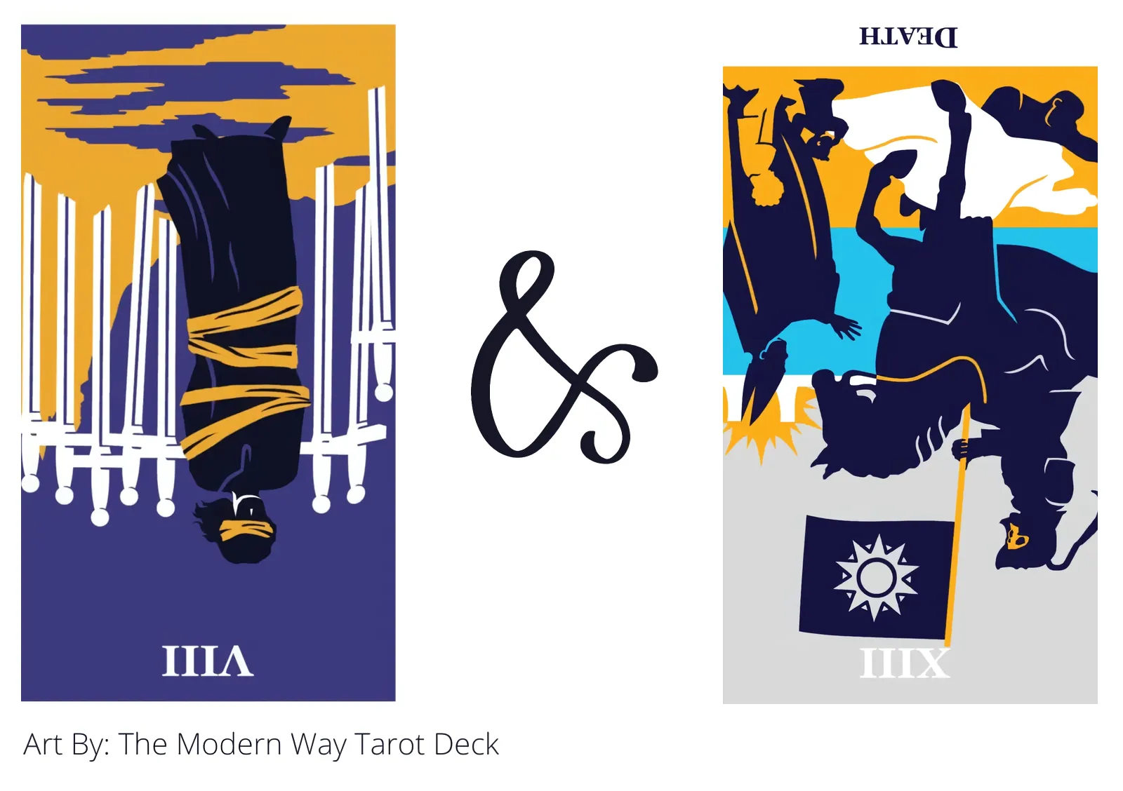eight of swords reversed and death reversed tarot cards together