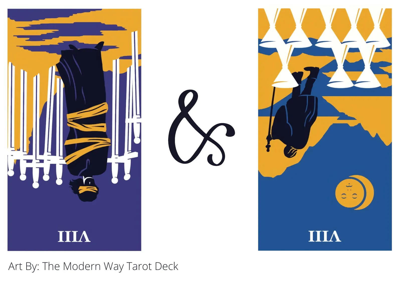 eight of swords reversed and eight of cups reversed tarot cards together