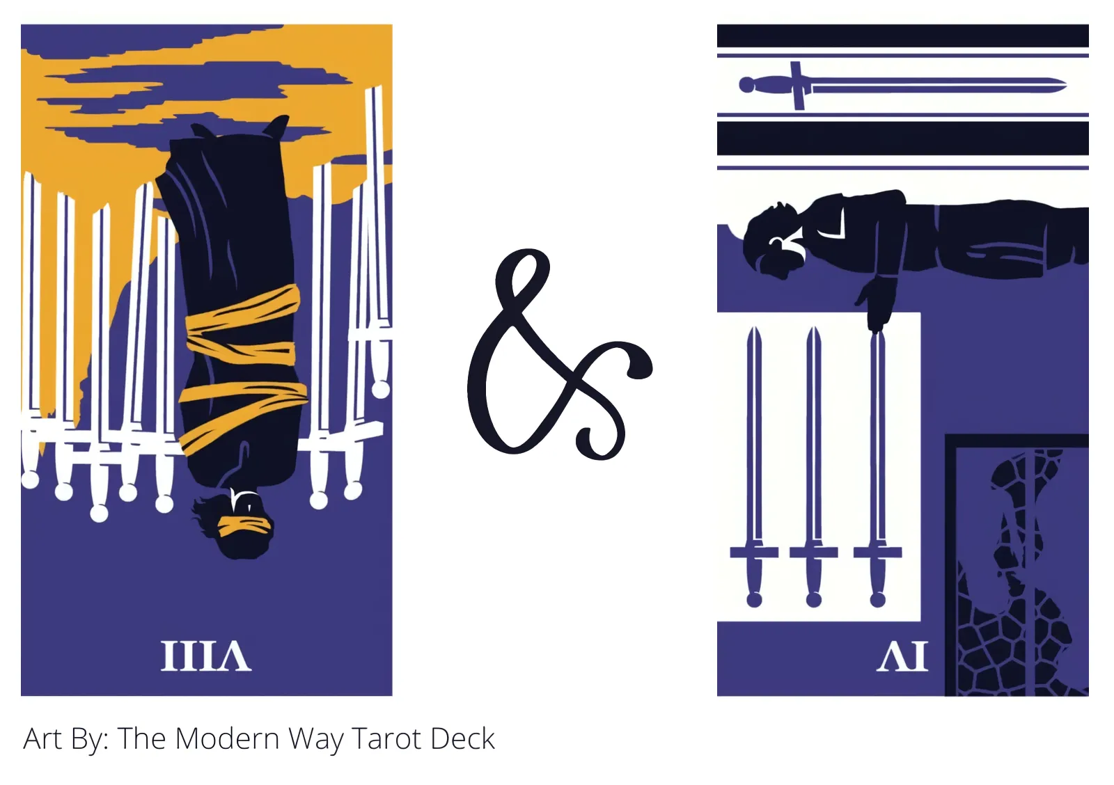 eight of swords reversed and four of swords reversed tarot cards together