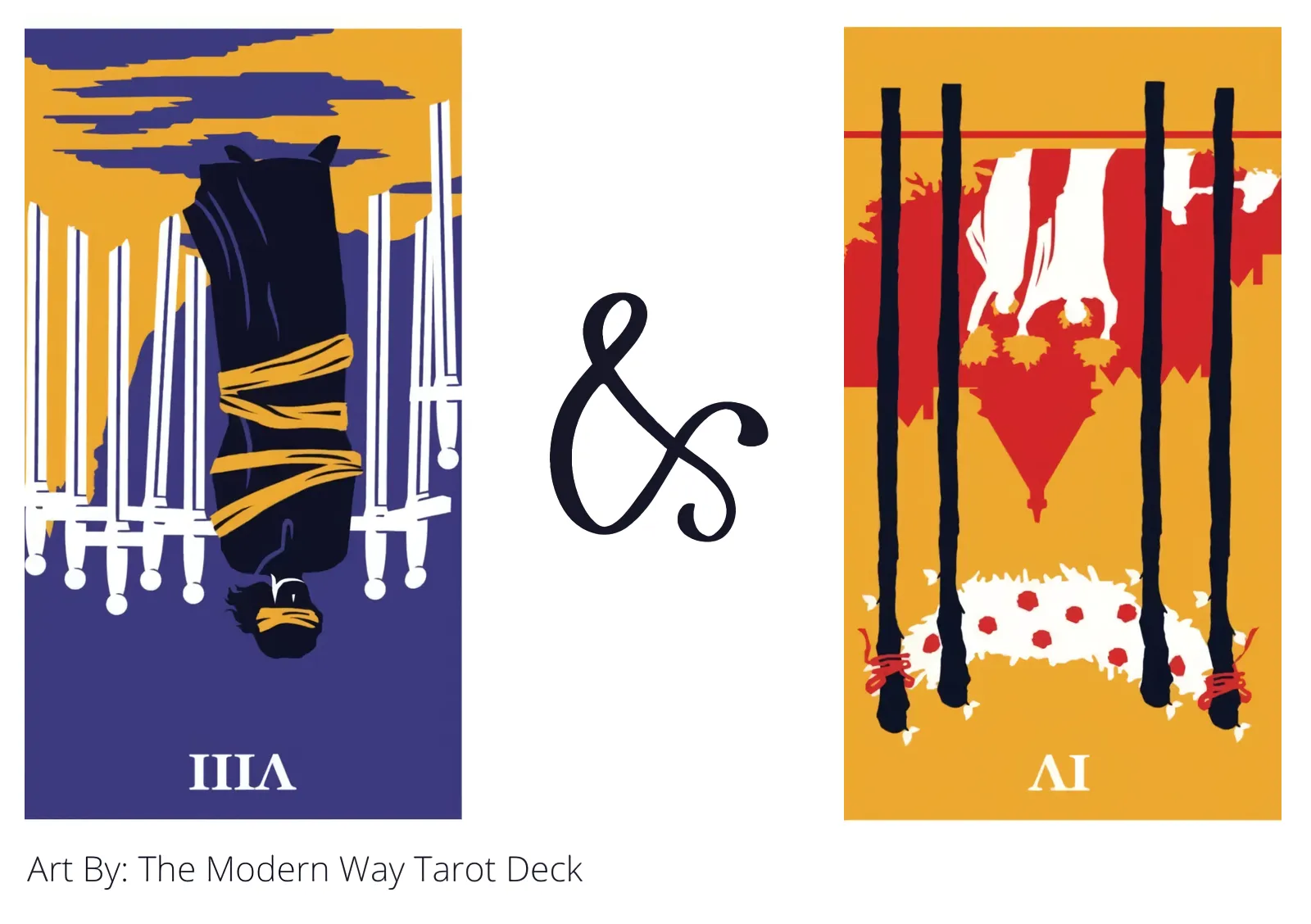 eight of swords reversed and four of wands reversed tarot cards together