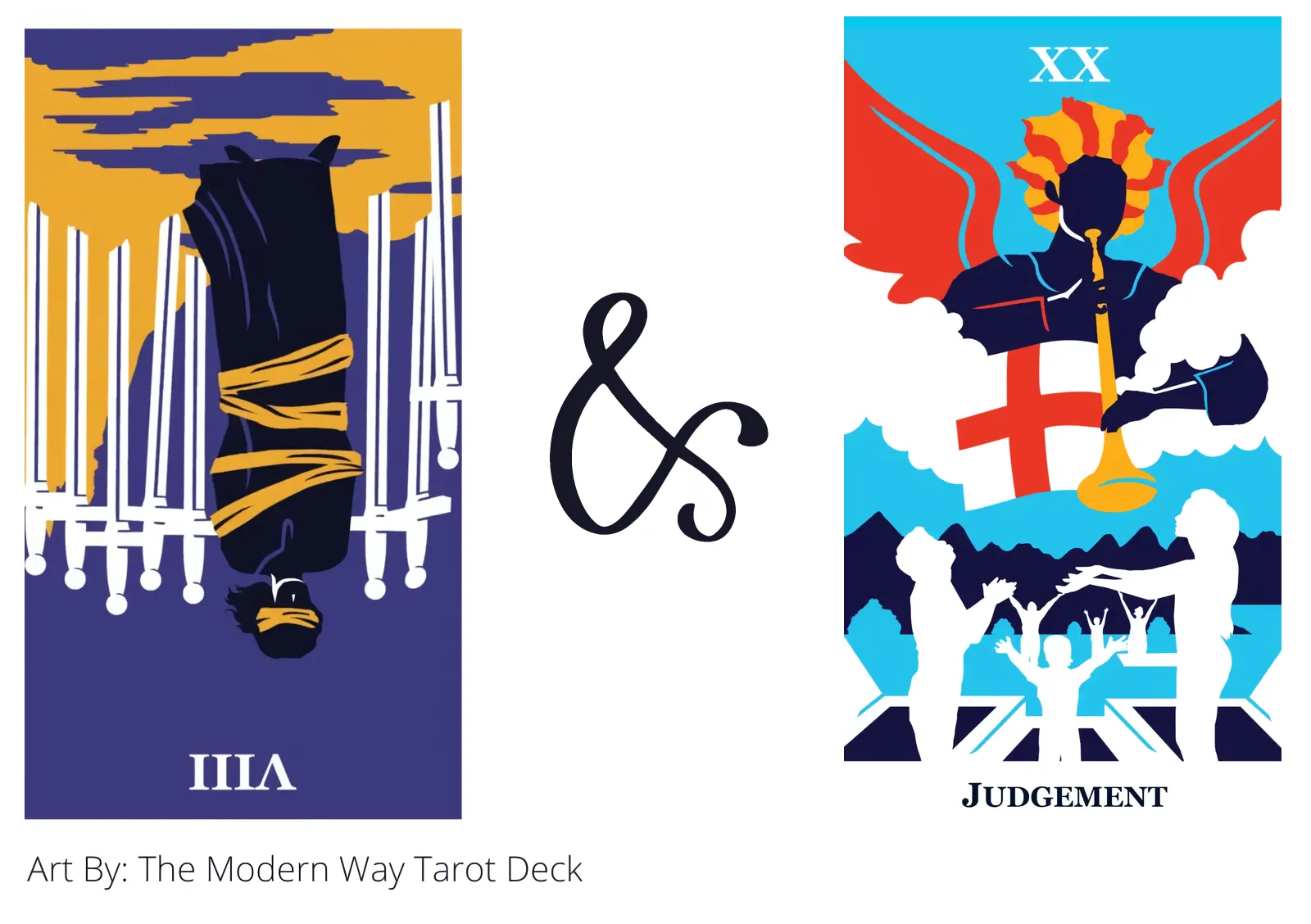 eight of swords reversed and judgement tarot cards together