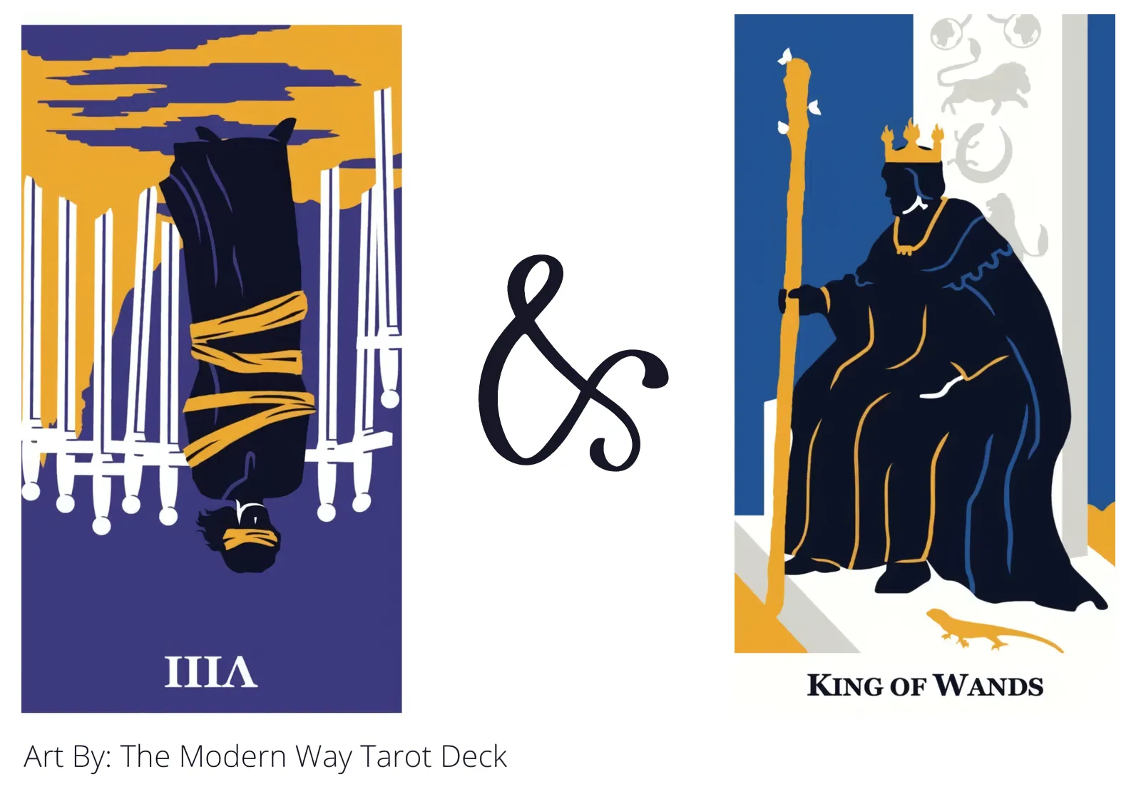eight of swords reversed and king of wands tarot cards together