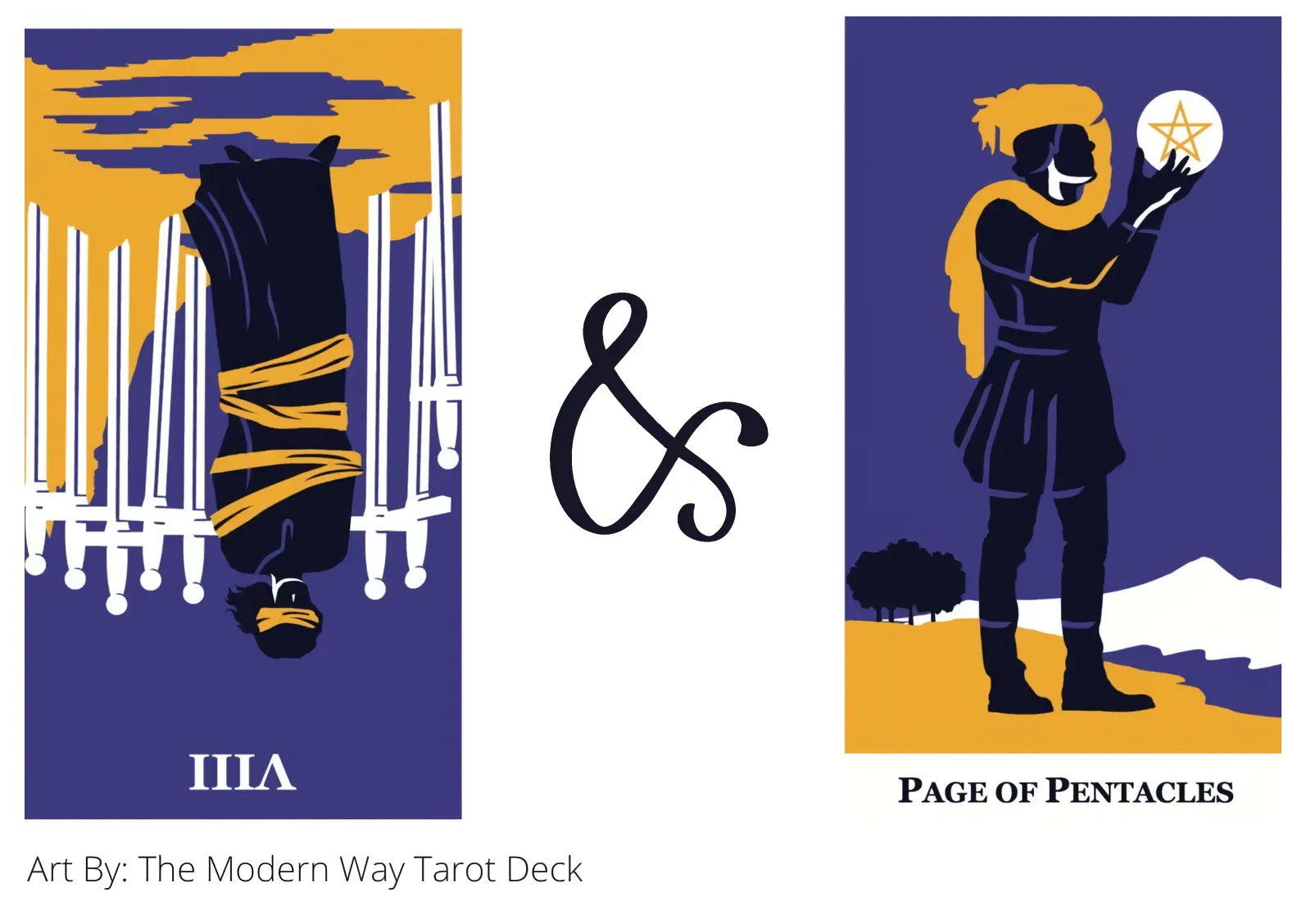 eight of swords reversed and page of pentacles tarot cards together