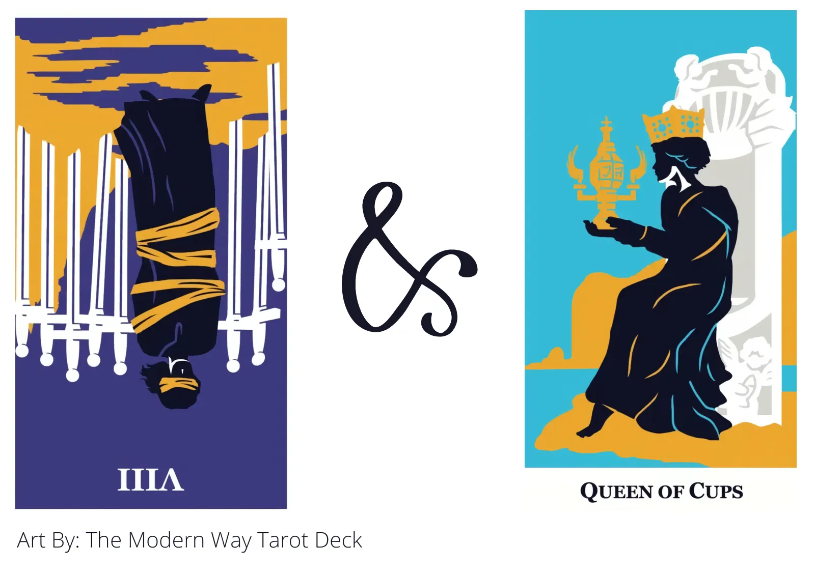 eight of swords reversed and queen of cups tarot cards together