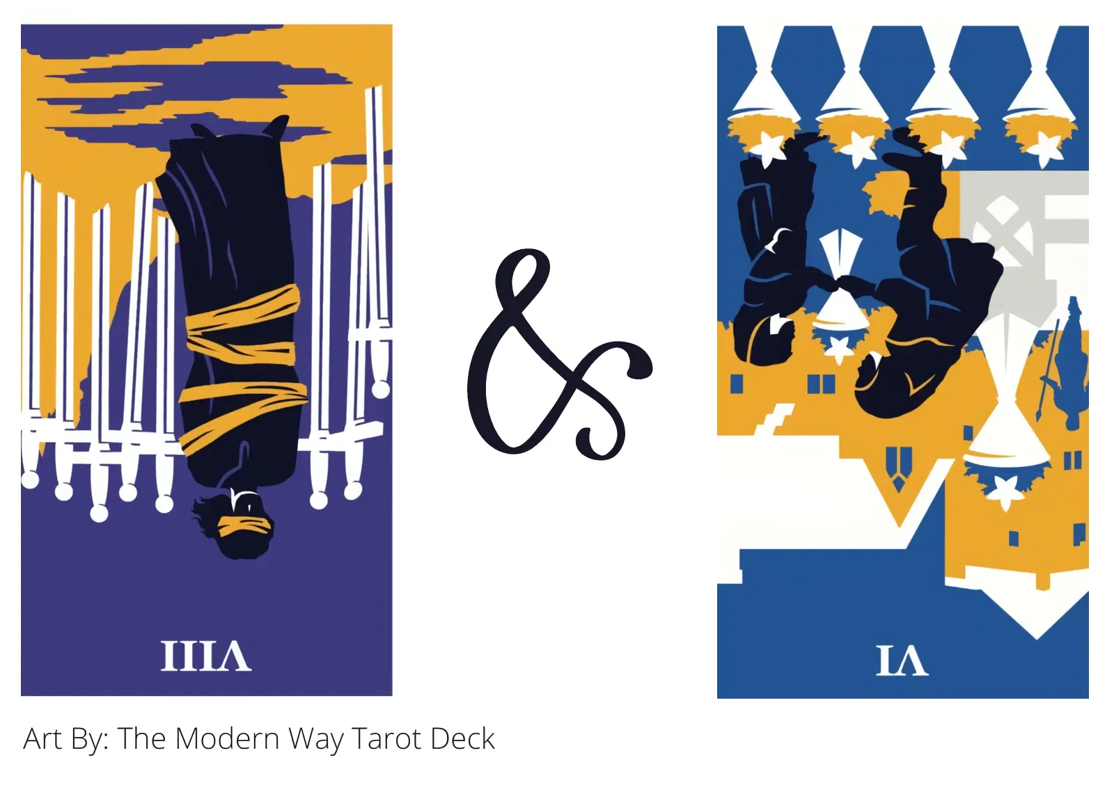 eight of swords reversed and six of cups reversed tarot cards together