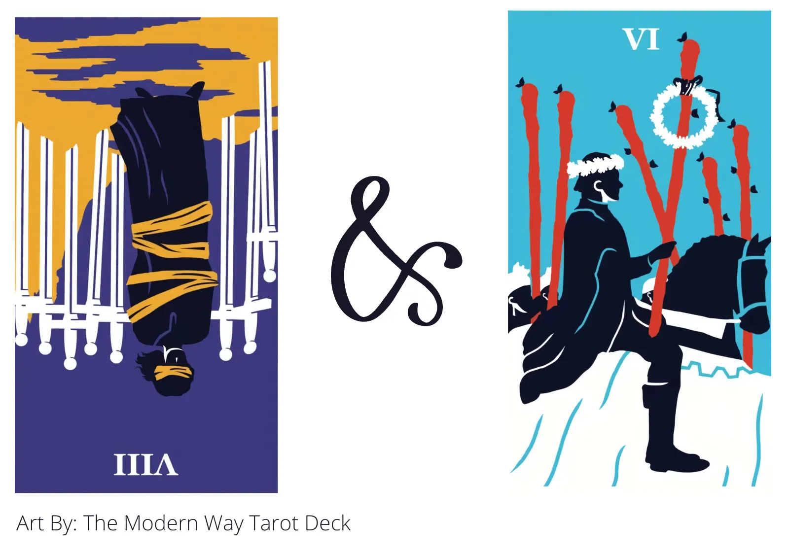 eight of swords reversed and six of wands tarot cards together
