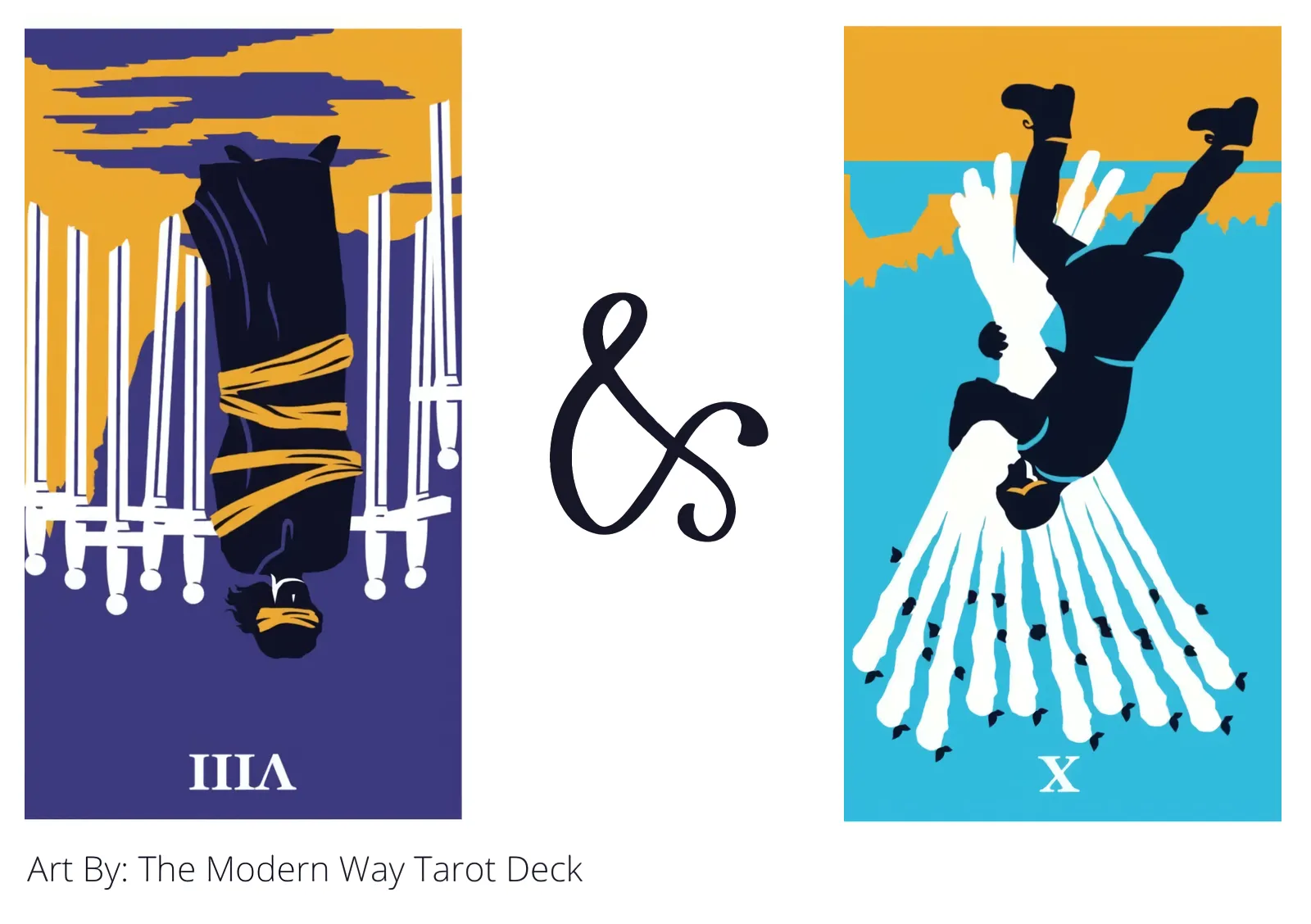 eight of swords reversed and ten of wands reversed tarot cards together