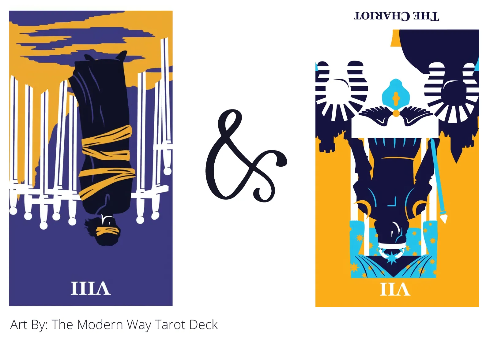 eight of swords reversed and the chariot reversed tarot cards together