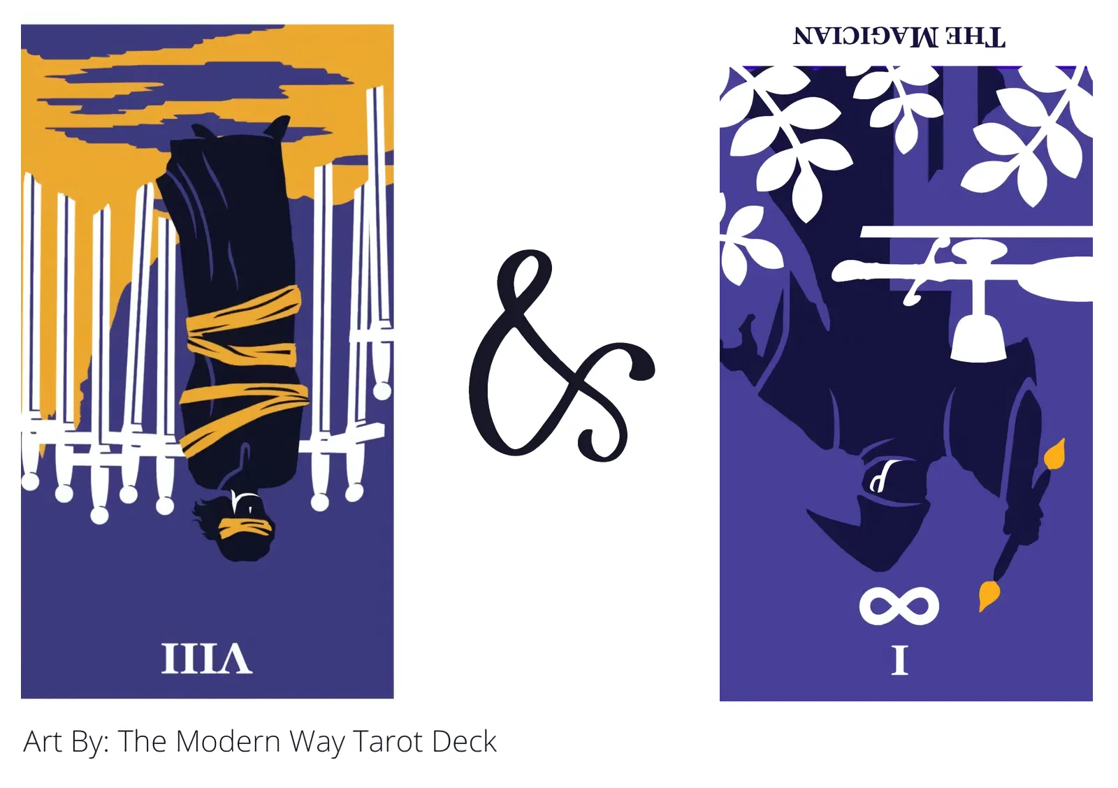 eight of swords reversed and the magician reversed tarot cards together