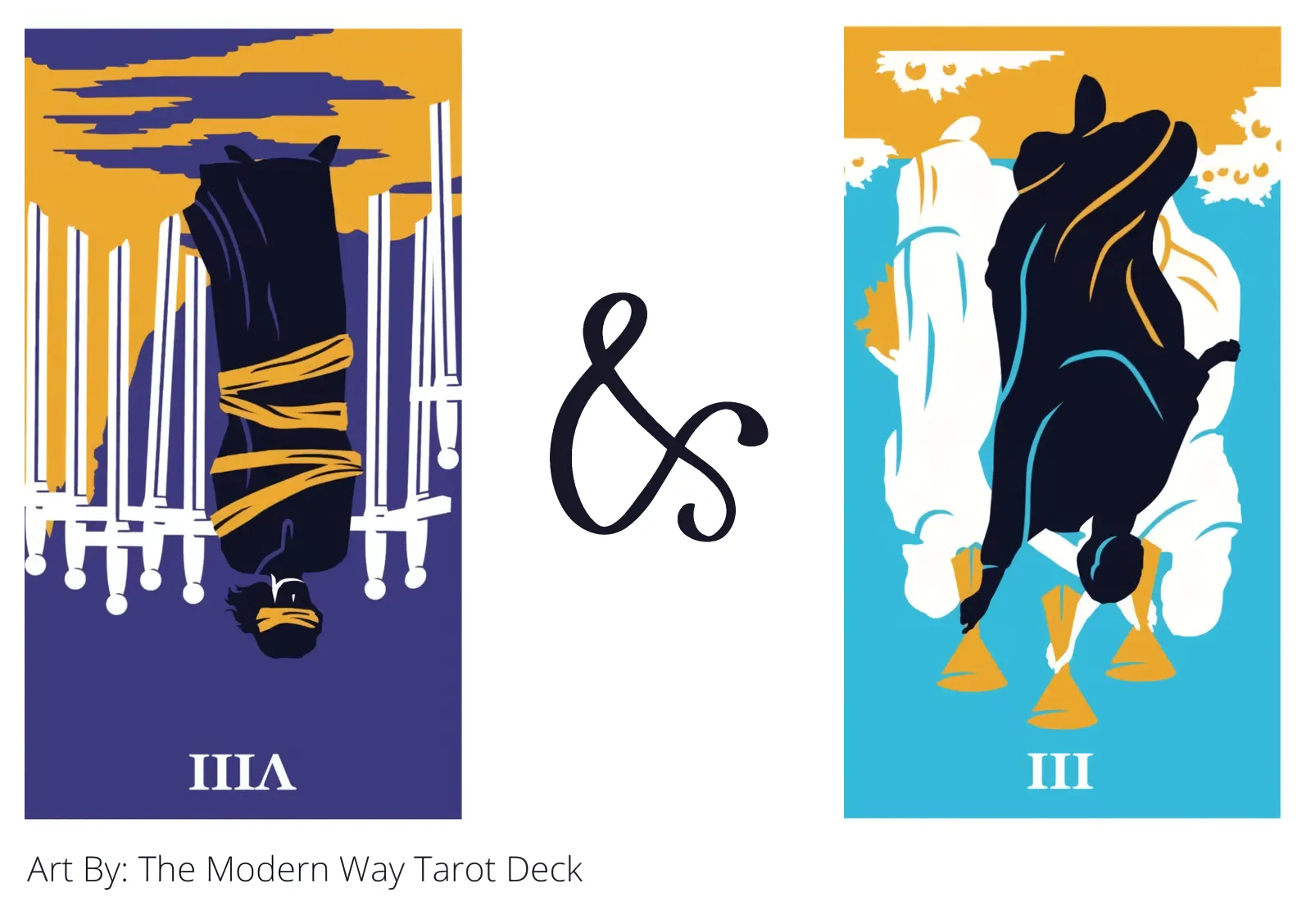 eight of swords reversed and three of cups reversed tarot cards together