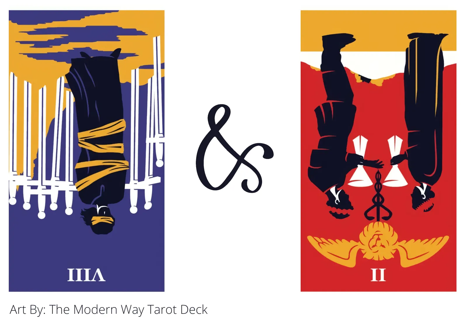 eight of swords reversed and two of cups reversed tarot cards together