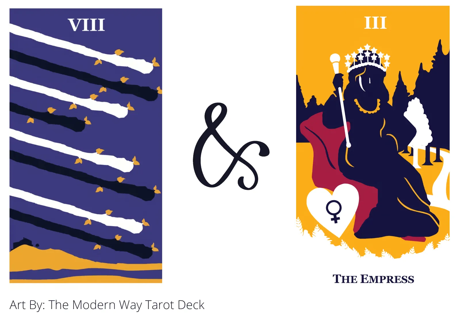 eight of wands and the empress tarot cards together