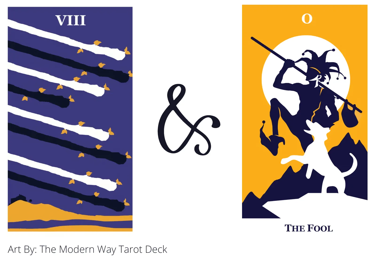 eight of wands and the fool tarot cards together